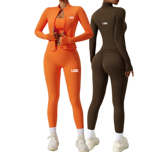 Set da Yoga JY in 3 Pezzi per Donna, Completo Sportivo con Pantaloni Aderenti, Top a Maniche Lunghe e Giacca - Product Image 1