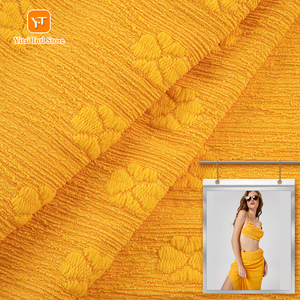 Premium Floral Jacquard Liverpool Tela ecológica 98% Poliéster 2% <span class=keywords><strong>Spandex</strong></span> Textil amarillo estirable para diseño de moda - Product Image 1