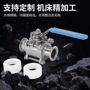 Válvula de Bola Manual de Acero Inoxidable de Grado Sanitario de Tres Piezas 304/316L Tipo Abrazadera de Conexión Rápida para Agua y Gas OEM al por Mayor - Product Image 3