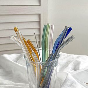 <b>Reusable</b> High Borosilicate Glass <b>Straw</b> Heat Resistant Transparent Bent for Soda Cola Milk Drink Accessory for Drinking - Product Image 3