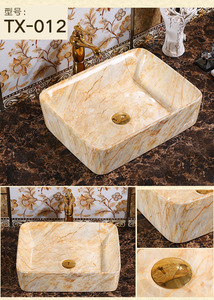 Lavabo de cerámica con textura de mármol de estilo europeo de lujo moderno, gran <span class=keywords><strong>oferta</strong></span>, cuadrado <span class=keywords><strong>en</strong></span> el escenario para baño y uso <span class=keywords><strong>en</strong></span> hoteles - Product Image 5