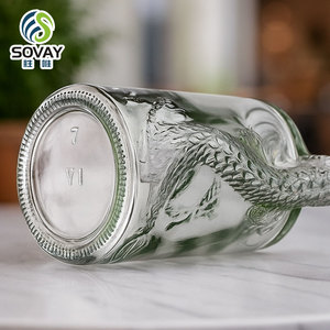 Khắc Rồng 250Ml <span class=keywords><strong>500Ml</strong></span> 750 Ml Rõ Ràng Glass Rượu Vang Đỏ Vodka Whisky Chai Rượu Vang Với Nắp - Product Image 3