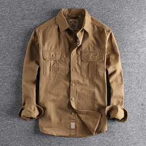 Chemise décontractée à manches longues pour homme 100 % coton de haute qualité, col rabattu simple, anti-plis, vente en gros, printemps, grandes tailles - Product Image 2