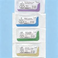Suture en soie tressée de qualité médicale, non résorbable, stérile, enduite, avec aiguille, pour la chirurgie vétérinaire des chiens et des animaux de grande taille