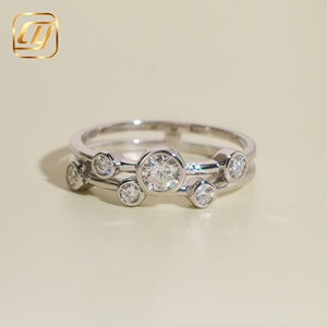 Anillo de Diamantes Cultivados en Laboratorio de Plata de Ley 925, Diseño de Burbuja, Doble Banda, Anillo de Compromiso para Mujer, Joyería Fina para Boda - Product Image 3