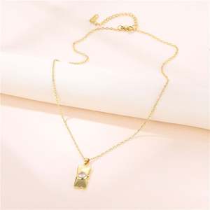 Pendentif géométrique en acier inoxydable, ensemble cent zircons, collier rectangulaire pour femmes, bijoux cadeaux - Product Image 4