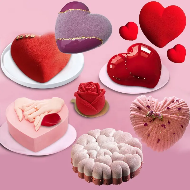 SILIKOLOVE Love Heart Shaped Silicone baking pan for pastry Mousse Cake Mold French Dessert Baking Forms