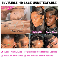 Perruque en cheveux humains vierges bruts en gros, vague corporelle, 40 pouces, cheveux brésiliens, perruques frontales en dentelle HD pour femmes noires