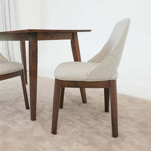 Modern Weston Dining Chair <b>Set</b> of 2 - Beige <b>Linen</b> for Living Room Bedroom Kitchen - Product Image 4
