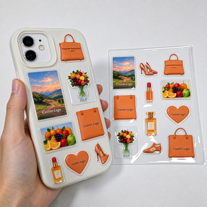 Autocollants en résine époxy 3D pour coques de téléphone, impression personnalisée de logo, découpe Kiss Cut, format A6, vente en gros - Product Image 1
