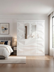 Armario Metálico LONGXI <span class=keywords><strong>de</strong></span> 4 Puertas Abatibles con Barra para Colgar Ropa, Diseño <span class=keywords><strong>de</strong></span> Armario para Almacenamiento en el Dormitorio - Product Image 5