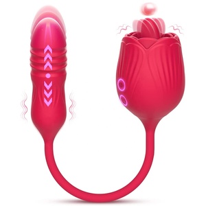 Vibrador de Lengua con Forma de Rosa, Vibrador con Movimiento de Empuje y Vibración, Juguetes Sexuales, Vibrador de Rosa para el Punto <span class=keywords><strong>G</strong></span> para Mujeres - Product Image 1