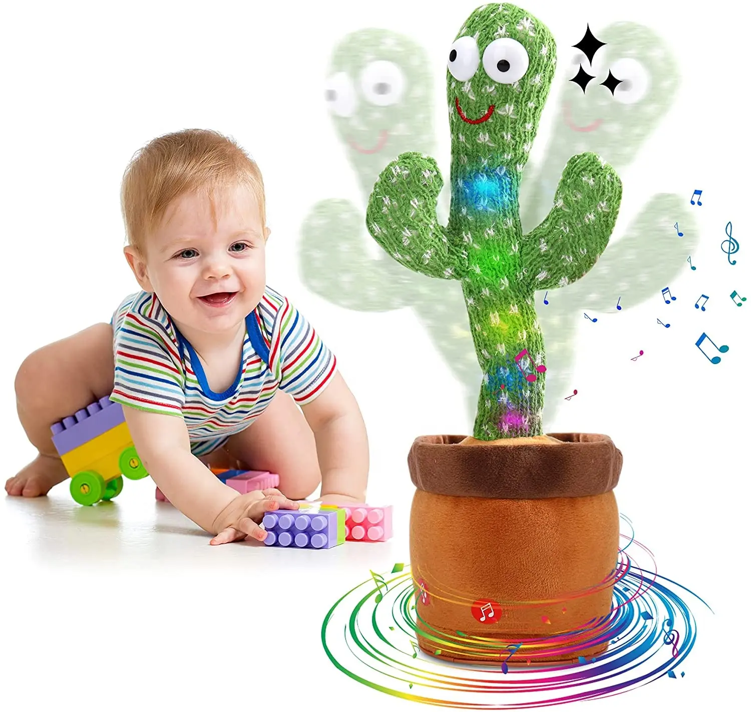 New Hot Selling Dancing Talking Fancy Cactus Toys Bailarin Stuffed Plush Toy With LED Light Singing Wiggly Cactus Dancer