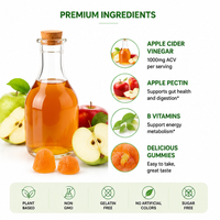 Gummies de Vinaigre de Cidre de Pomme à Marque Blanche OEM, Extrait de Grenade, Vitamine B12, Gummies ACV 5% Acide Acétique