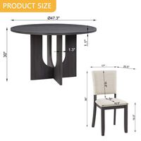 Ensemble de table à manger ronde moderne 5 pièces avec 4 chaises rembourrées pour la cuisine, les salons, ensemble de salle à manger avec 4 chaises