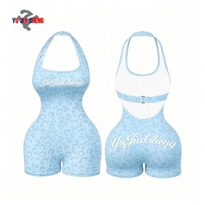 <span class=keywords><strong>Tuta</strong></span> intera estiva personalizzata Y2K con stampa <span class=keywords><strong>leopardata</strong></span>, scollatura all'americana, senza schienale, per fitness femminile - Product Image 4