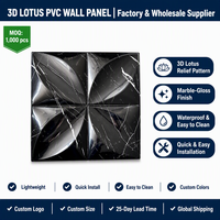 Panneau mural en PVC léger, ignifuge, imperméable et résistant à l'humidité, avec motif lotus 3D en relief, idéal pour chambre zen et maison, directement de l'usine