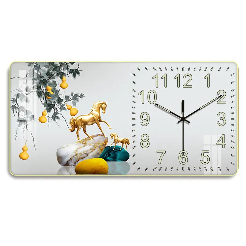 Luxe Maison Déco Animal Peinture Abstraite Horloge Murale De Cristal Porcelaine Art Mural Pour La Décoration Intérieure