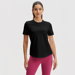 <span class=keywords><strong>Camiseta</strong></span> Deportiva Clásica y Sencilla de Manga Corta para Mujer, Top Casual para Yoga, de Alta Elasticidad, Transpirable y de Secado Rápido, con <span class=keywords><strong>Cuello</strong></span> Redondo - Product Image 5