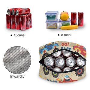 Custom Cool Race Pattern Outdoor Picnic Cooler Lunch Bag Insulated Lunch Bag with Zipper Closure and Handle for Kids School - Product Image 2