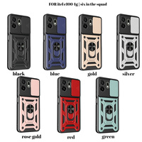 Étui de téléphone Lichicase avec coins renforcés, fenêtre coulissante pour objectif et support anneau pour Itel City 200 A100C, coque en TPU