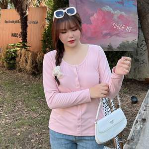 Cárdigan de Punto de Algodón Acanalado de Color Sólido para Mujer, Talla Grande, Marca Naco, Transpirable, Informal, Estilo Simple y Moderno - Product Image 1