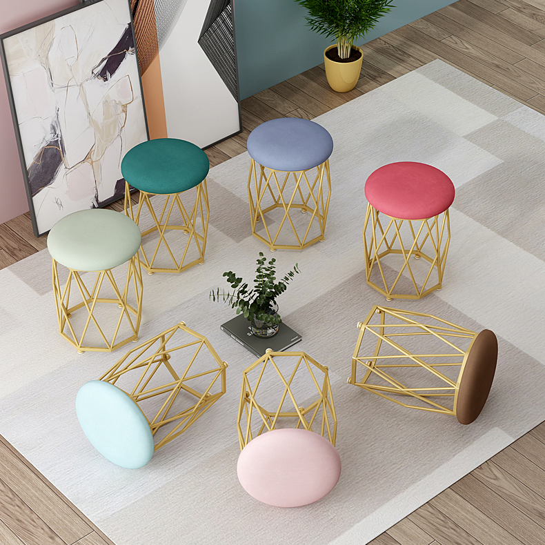 Табурет с круглой подставкой для ног, табурет с золотистыми металлическими ножками для гостиной и спальни