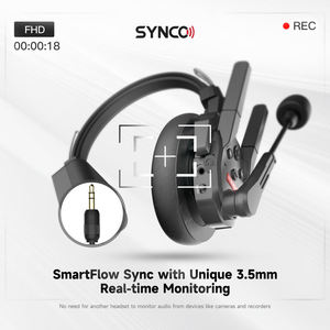 Synco Xtalk XPro5 2.4G Full-Duplex Noise Cancelling 48V Portable Lightweight Wireless Calling System Earphones Head-Mounted - Product Image 4