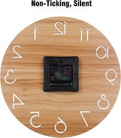 Jam Dinding Analog Quartz Modern Motif Cincin Kayu Tahunan-12 Inci, Jam Jarum Senyap Bertenaga Baterai, Gaya Antik untuk Ruang Tamu Victor ASW