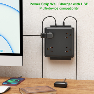 Adaptador de Enchufe de Viaje Cuadrado Compacto con 4 Tomas de Corriente y Protección Contra Sobretensiones, Enchufe de Pared Ahorrador de Espacio - Product Image 3