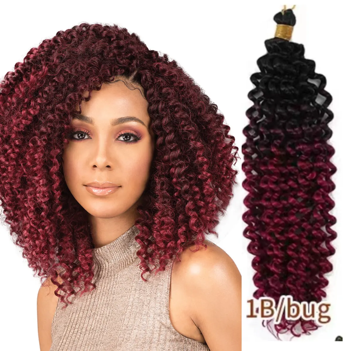 Anxin nhiệt độ cao sợi 14 trong hộp Bím Tóc sóng nước Crochet tóc afro kinky phong cách sợi ngang Tóc tổng hợp giành chiến thắng tóc giả màu đỏ