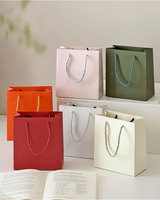 Sac fourre-tout en papier personnalisé pour bijoux, sac cadeau de luxe pour colliers et bagues, petit sac de shopping avec logo, sac en papier portable
