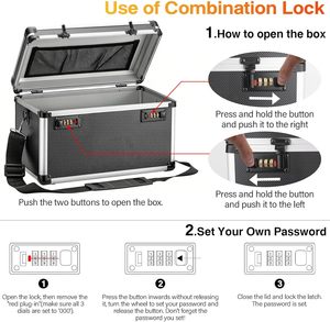 Kotak Penyimpanan Obat Pertolongan Pertama yang Dapat Dikunci, Kotak Aluminium untuk Barang Pribadi, Kotak Pembawa untuk Perlengkapan Medis - Product Image 4