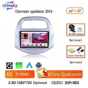 Radio para Auto Qualcomm de 9 Pulgadas con DSP, 4G, Carplay y Android Auto, Reproductor de DVD para Auto con WiFi Integrado para Chevrolet Spark Beat 2019 - Product Image 1
