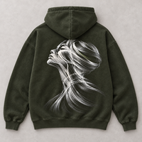 Hoodie Oversize Drop Shoulder French Terry Berat, Custom OEM ODM, Sablon DTG, Unisex Streetwear, Manset dan Pinggiran Berbahan Rib