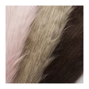 Solid Color Long Pile 70mm Hair Comfortable Luxury Faux Dog Fur Fabric For Clothing Shoes 700GSM