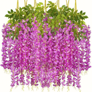 Bán buôn lớn Nhân Tạo Màu Hồng Wisteria treo dây leo hoa trang trí cho đám cưới vòm vườn ngoài trời số lượng lớn - Product Image 1