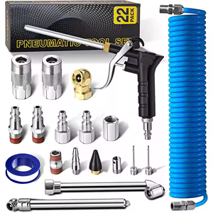 Kit peralatan pneumatik 22 Pak, dengan selang udara PU 25 kaki 1/4 "pistol tiup NPT, Chuck ban & Aksesori Set alat udara industri