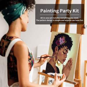 Kit de peinture sur toile pré-dessinée Femme afro pour enfants et adultes Décoration intérieure Fournitures pour soirées de peinture - Product Image 3