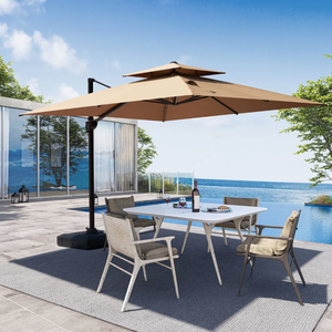 Sombrilla <span class=keywords><strong>de</strong></span> Patio para Exteriores, para Jardín, Terraza o Patio <span class=keywords><strong>de</strong></span> Villa, con Base Pesada, Estructura <span class=keywords><strong>de</strong></span> Acero, Toldo Beige - Product Image 2