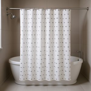 Cortina de ducha de poliéster con diseño minimalista, lavable a máquina para baño - Product Image 2
