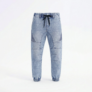 <span class=keywords><strong>Jeans</strong></span> da Uomo Slim Fit in Denim Effetto Acido Stile Moto Streetwear Vintage Blu con Elastico in Vita e Coulisse 2026 - Product Image 1
