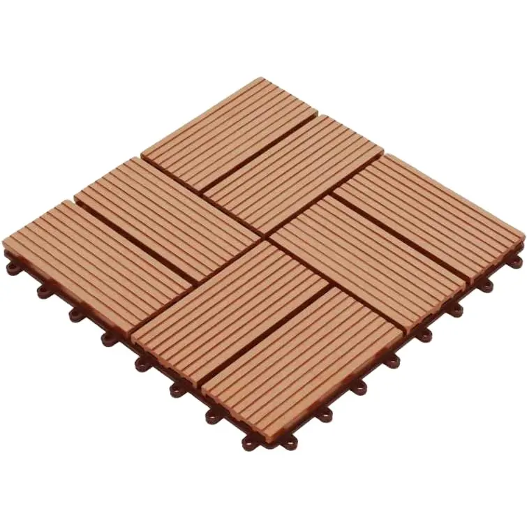 Piastrelle per decking in plastica di legno composito anti-uv WPC per pavimento ad incastro piastrelle da giardino per esterni