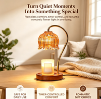 Lampe chauffe-bougie à fleurs avec minuterie, lampe chauffe-bougie à intensité variable, cadeaux de Noël et d'anniversaire pour femmes, mamans, elle