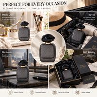 Flacon de parfum en verre personnalisé avec logo, 50 ml, texture glace craquelée, gris anthracite avec capuchon noir brillant, étiquette privée, vente en gros