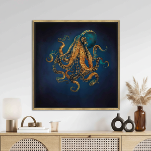 Elegant Octopus Decor <b>Canvas</b> Print - Personalized Gifts <b>Wall</b> Art,GOLD FRAMED <b>CANVAS</b> - Product Image 3