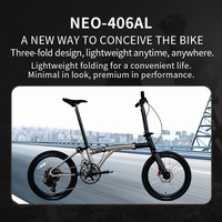 Vélo de ville pliable Java NEO-406AL, mini vélo pliable à trois plis, 20 pouces, 9 vitesses, transmission L-TWOO