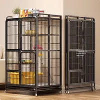 Grande cage pliable pour chat en fer produits pour animaux de compagnie motif solide épaissi espace libre fonction respirante vient plateau en plastique boîte à palettes