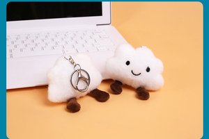 Pas cher peluche dessin animé sourire mignon joli peluche nuage coloré pour sac décoratif porte-clés chaîne couleur ours porte-clés - Product Image 3