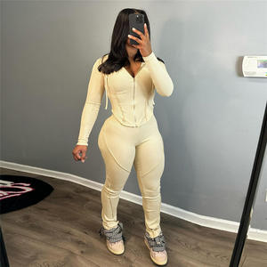 RUIQUWIN Fashion New Casual Sweatshirt Tracksuit Zipper Top High Elastic <b>Pants</b> <b>Sexy</b> Tracksuit for Women - Product Image 3